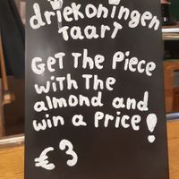 Tradition in Belgium: If you find a bean in a King cake you win a price at Klimzaal Blok in Antwerpen