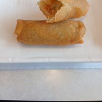 The spring rolls, with a bite to show the inside. at Mai Noodle House in Gettysburg