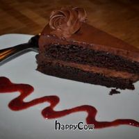 Theros Olive Oil Vegan Chocolate Cake at French Broad Chocolate Lounge in Asheville