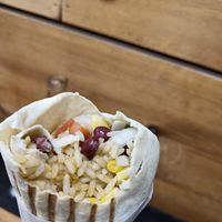 Inside of the vegan Shawaritto at Fusion Wrap in Niagara Falls