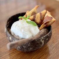 Fried Banana Chocolate with Coconut Ice Cream  #Veganuary at Pho Mdr in Marina Del Rey