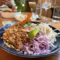 Vegan pad thai with tofu  at BODHI in Indianapolis