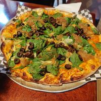 Cashew cheeze vegan, again pizza at The Drift Inn in Yachats