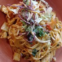 Thai dish with vegan chicken at The Drift Inn in Yachats