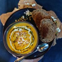 Thai inspired pumpkin soup at Wildflower Canteen in Leiden