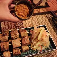 tofu satay with mango salad at Mekong MoJo  in Krong Kracheh