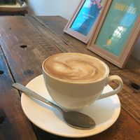 Vegan latte at Artillery Arts Cafe in Phnom Penh