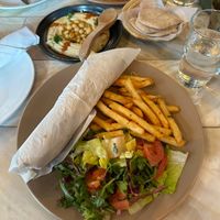 Zataar manoushe (no labneh) and hummus  at hanoon in Kirkland