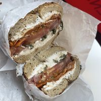 Lox Bagel at Ben & Esther's Vegan Jewish Deli in Seattle