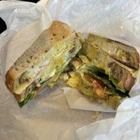 Turkey and Bacon Club on Rye  at Ben & Esther's Vegan Jewish Deli in Seattle