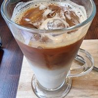 Oatmylk iced latte at Cosy Café in Budapest