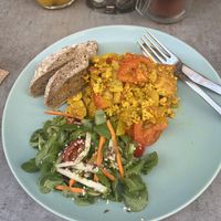 Scrambled tofu   at Cosy Café in Budapest