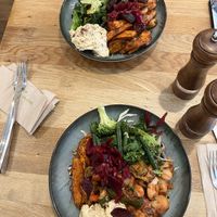 Various salads with humous   at Vimi's in Radlett