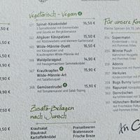 Speisekarte at Zum Wilde Männle in Oberstdorf