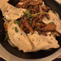 Vegan Schlutzkrapfen with mushrooms  at Dorfgasthof beim Kreuzwirt in Fischen