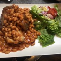 Jacket potato with beans at Barter Books in Alnwick