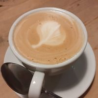 Decaf latte at Barter Books in Alnwick