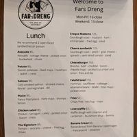 Lunch menu at Far's dreng in Copenhagen