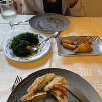 Starters: Mini springs rolls and fried seaweed.  at Shanghai in Pietrasanta