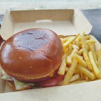 Vegan burger at Street food bar Groshe in Bansko