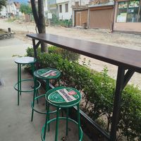 The only seats of the place at Street food bar Groshe in Bansko