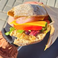 Vegan sandwich at Street food bar Groshe in Bansko