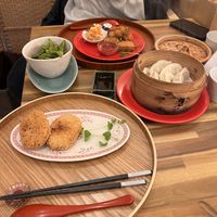 Creamy croquettes, edamame, vegan chicken nuggets & steamed veggie gyoza   at Uno Yukiko - Gion Soy Milk Ramen - ぎをん豆乳らーめん うのゆきこ in Kyoto
