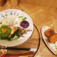 the basic ramen and croquettes at Uno Yukiko - Gion Soy Milk Ramen - ぎをん豆乳らーめん うのゆきこ in Kyoto