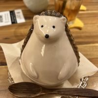 Hedgehog dish with ice cream inside   at Uno Yukiko - Gion Soy Milk Ramen - ぎをん豆乳らーめん うのゆきこ in Kyoto