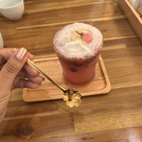 sakura float  at Uno Yukiko - Gion Soy Milk Ramen - ぎをん豆乳らーめん うのゆきこ in Kyoto