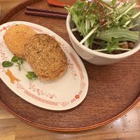 croquettes and rice dish  at Uno Yukiko - Gion Soy Milk Ramen - ぎをん豆乳らーめん うのゆきこ in Kyoto