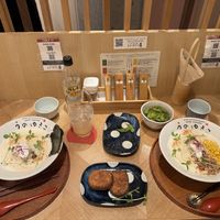 Ramen and okra croquettes   at Uno Yukiko - Gion Soy Milk Ramen - ぎをん豆乳らーめん うのゆきこ in Kyoto
