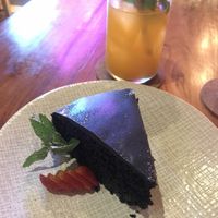 Vegan chocolate cake  at Over the Moon Cafe in Sanur