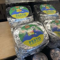 Pre-made sandwiches - heated to serve.  at Fulcrum Coffee in Seattle