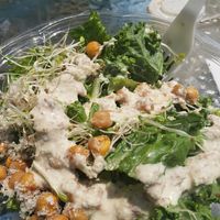 Cesar salad with chickpeas and vegan dressing at Karma Cleanse Cafe in Chestertown