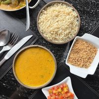 moqueca de banana com legumes, arroz branco e vinagrete.  at The W Restaurante in Joao Pessoa