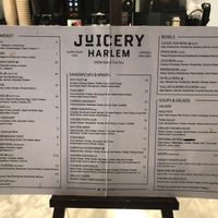 Menu  at Juicery Harlem in New York City