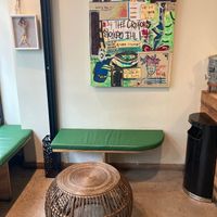 Cosy seating; there is outdoor seating as well.  at Juicery Harlem in New York City