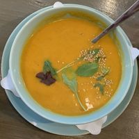 Suppe mit Süßkartoffeln im Herbst  at Stulle Mit Brot in Berlin