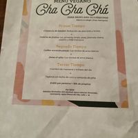 Separate vegan menu  at Terraza Cha Cha Chá in Mexico City