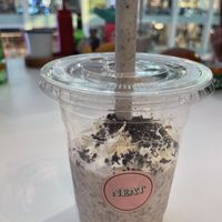 They split the milkshake for my kids. Oreo milkshakes  at Neat Burger - Dubai Mall in Dubai