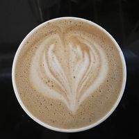 Barista’s choice latte with oat milk, panela, and hazelnut  at The Breaks Coffee Roasting Co in Sioux Falls
