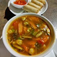 Vegetable spring rolls and tom yum. So good! at Tikka's Thai Street Food in Ta Xbiex