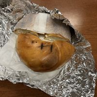 Bagel with vegan cream cheese   at Long Island Bagel Cafe in Glen Cove
