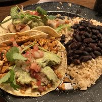 Cauliflower & jackfruit tacos with rice and beans.   at Eh José Taqueria in St Catharines