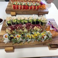 Back to front: imperial roll, tiger roll, light roll  #Veganuary at Keyaki Sushi in Midvale