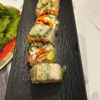 Veggie roll which is only half of it in the picture .  at Keyaki Sushi in Midvale