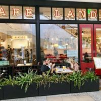 Outdoor seating at Landwer Cafe in West Los Angeles