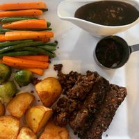 Vegan Christmas dinner, nut roast and vegan gravy, made upon request and it made my Christmas! at The Big Easy Phnom Penh in Phnom Penh