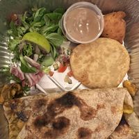 Aubergine and bean roti kebab   at Naany's in Bedford